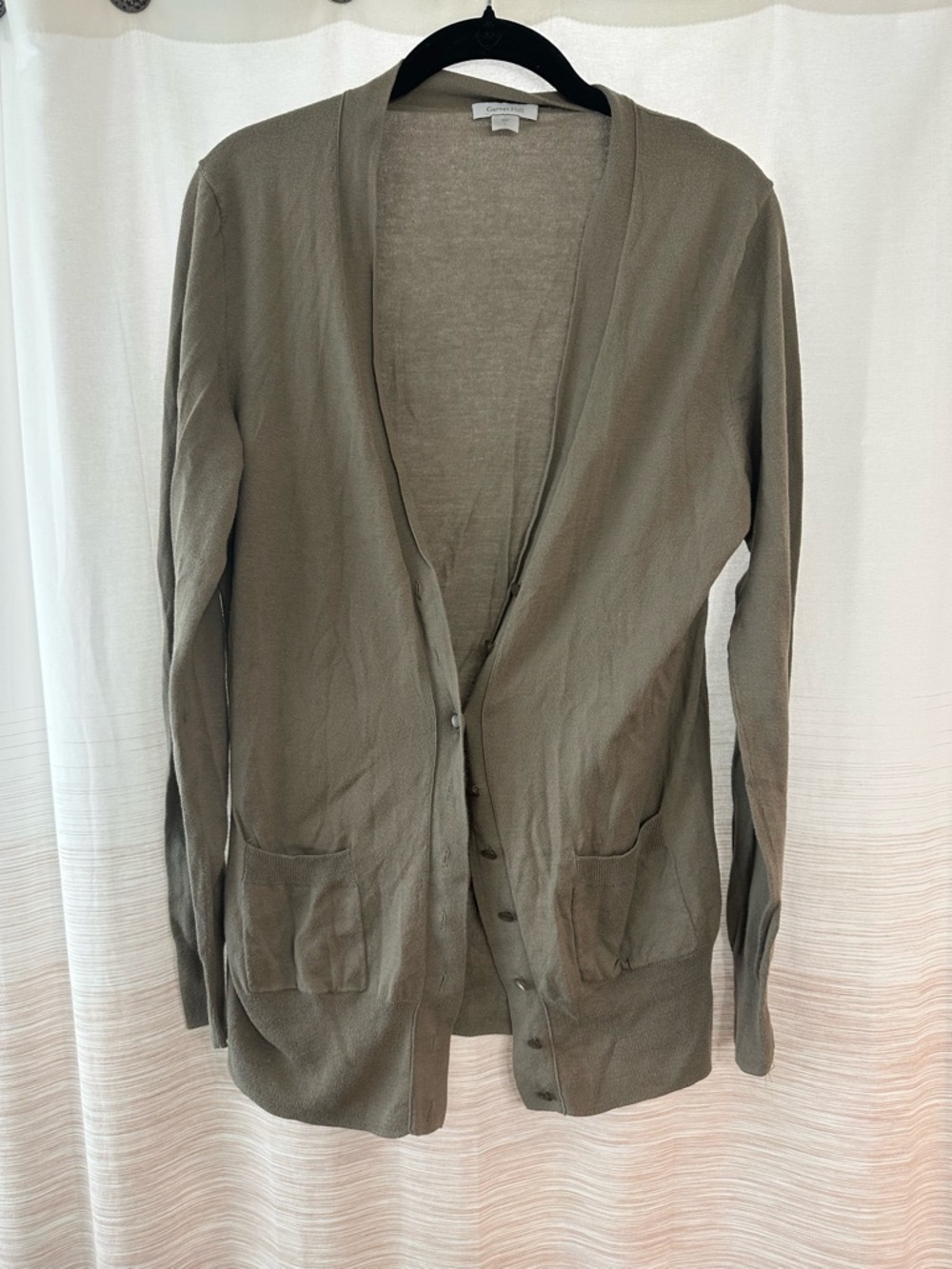 Garnet Hill 100% Cotton Grey Knit Cardigan Size L